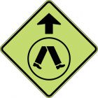 PEDESTRIAN CROSSING AHEAD FLUORO YEL/GRN