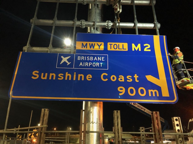 Uncompleted sign on the Logan Motorway